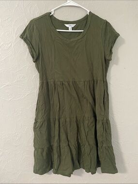 Time and Tru Olive Green Tiered Mini Dress
